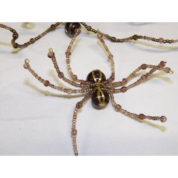 Handmade Beaded Spider Ornaments Set 7 Decor Figurines Beads Stones Ooak Bag7B - Picture 15 of 16